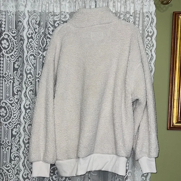 American Eagle Outfitters Cream Sherpa Quarter-Zip Pullover - Picture 7 of 7